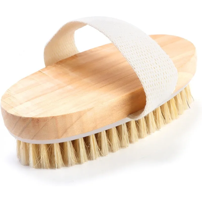 مدلك حمام ناعم للاستخدام المنزلي، فرشاة سبا للجسم ذات شعيرات طبيعية للبشرة الرطبة والجافة #2