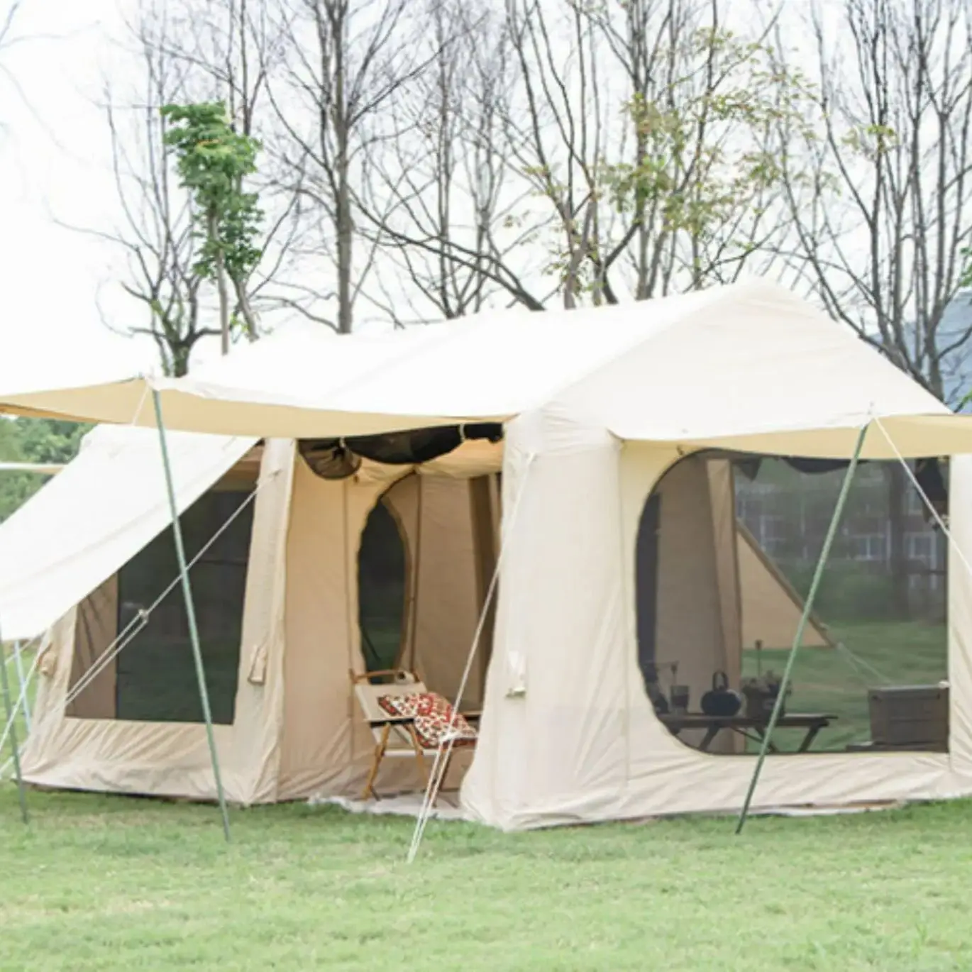 Fabricant de Camping en plein air, une chambre à coucher, un salon, tente quatre saisons, multi-famille, facile à construire