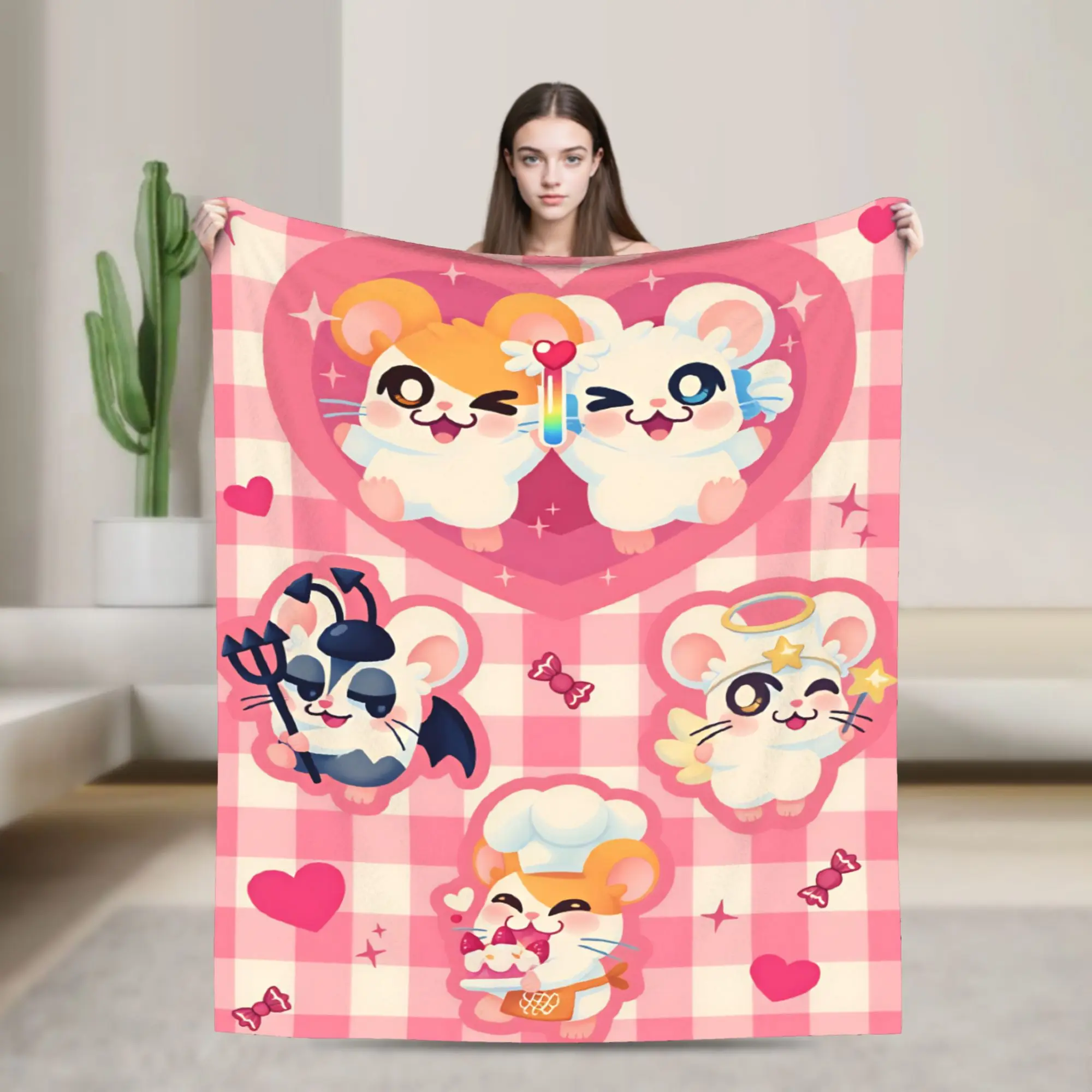 Hamutaro Plush Blankets Child  Flannel Bedding Throws For Outdoor Super Warm Customized Quality Bedspread Birthday Gift