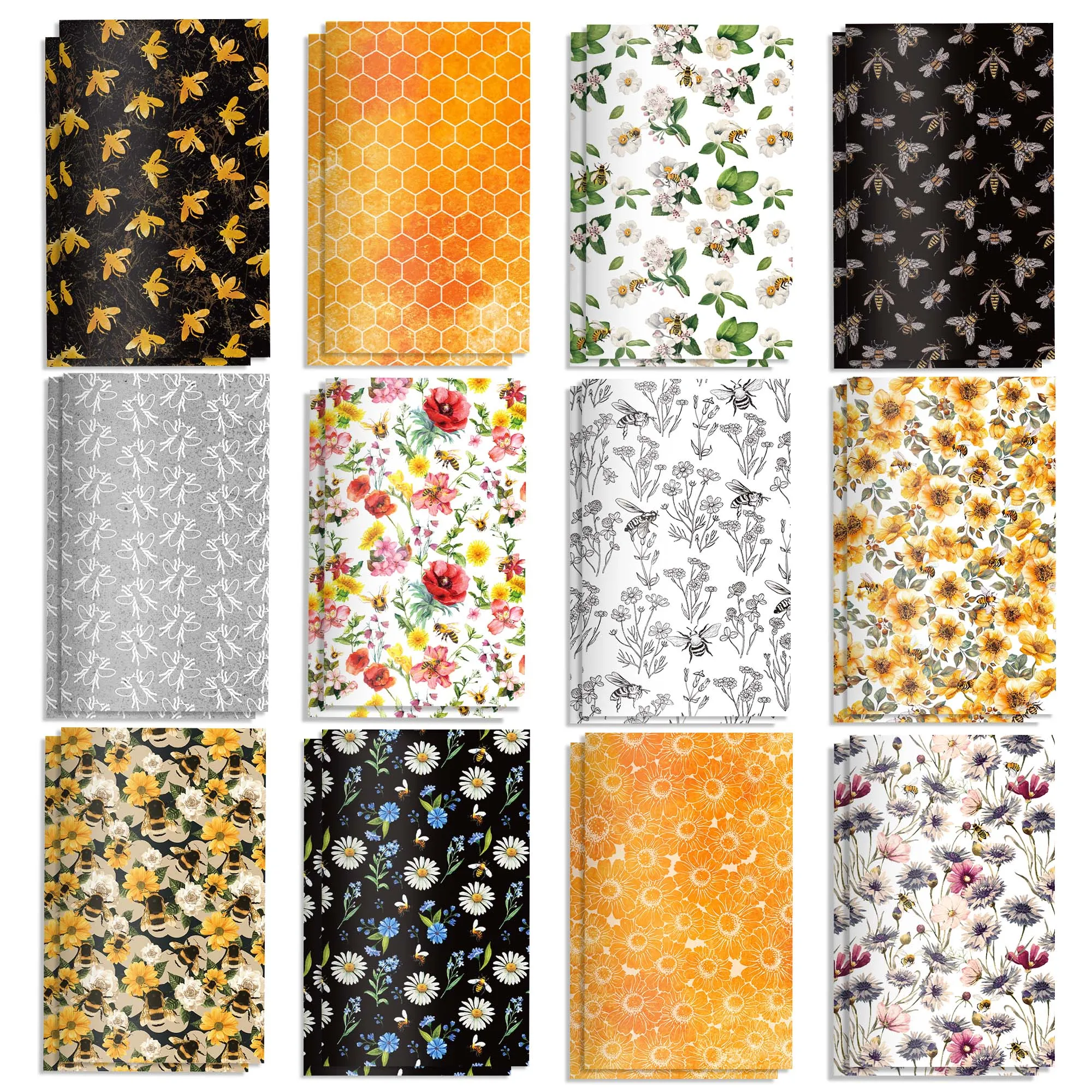 12/24/36pcs Little Bee Mini Pocket Notebook,Horizontal Line 