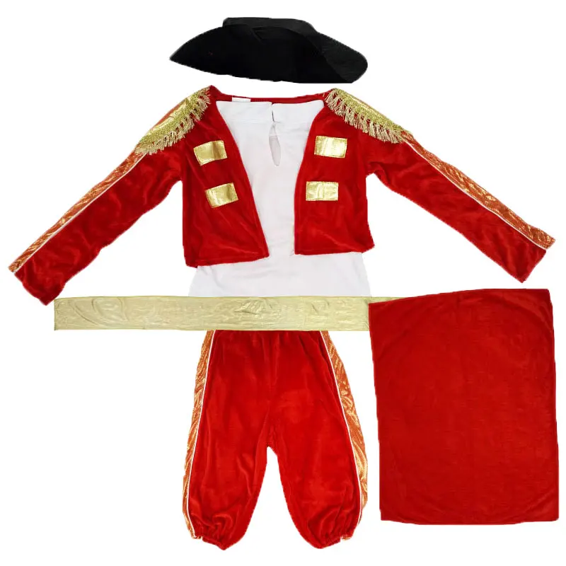 Kids Child Red Brilliant Spanish Matador Costume Bullfighter Cosplay for Boys Halloween Carnival Party Costumes