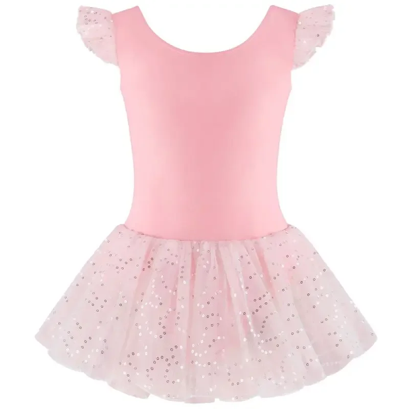 

Kids Girls Ballet Dress Long Sleeve/Sleeveless Shiny Sequins Dance Leotards Dress Ballerina Skating Stage Performance Dancewear