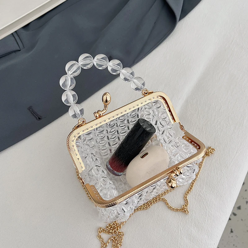 Luxuriöse Designer-Damentasche, handgefertigte Perlen-Tasche, neue Ketten-Schulter-Crossbody-Tasche, Mini-Lippenstift-Etui, Vintage-Perlen-Abendtasche – Detail 22