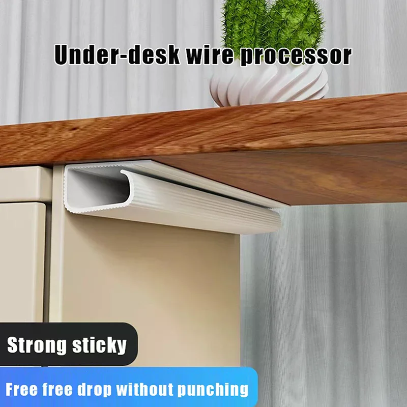 Channel Desk Cable Organizer Cable Management Accessories White Cable Protecter No Drilling Under Desk Management Tray