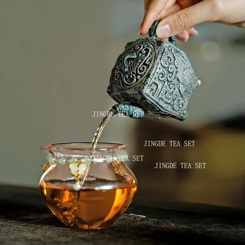 150ml Antique Ceramic Teapot Household High-end Animal Face Patterned Teapot Chinese Tea Set Tea Kettle Handmade