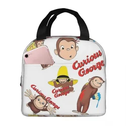 Curious George Insulated Lunch Bags Portable Picnic Bags Thermal Cooler Lunch Box Lunch Tote for Woman Work Children School