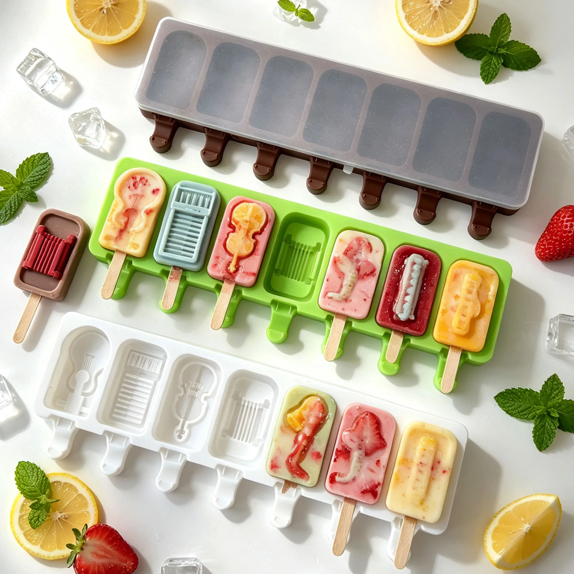 8 Cavity Ice Cream Mold Clear Silicone Ice Mold Small Baking Mold Musical Instrument Shaped For Home Kitchen Ice Cream Making