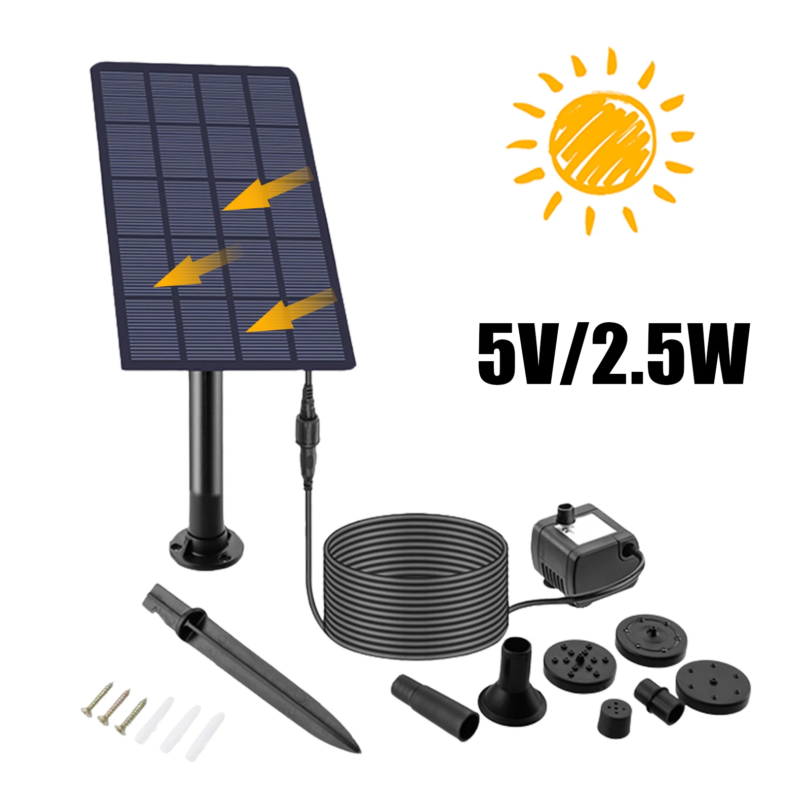 

2.5W Solar Fountain Kit Solar Powered Water Fountain Outdoor Solar Water Pump For Fish Pond Swimming Pool 6 Nozzles Energy