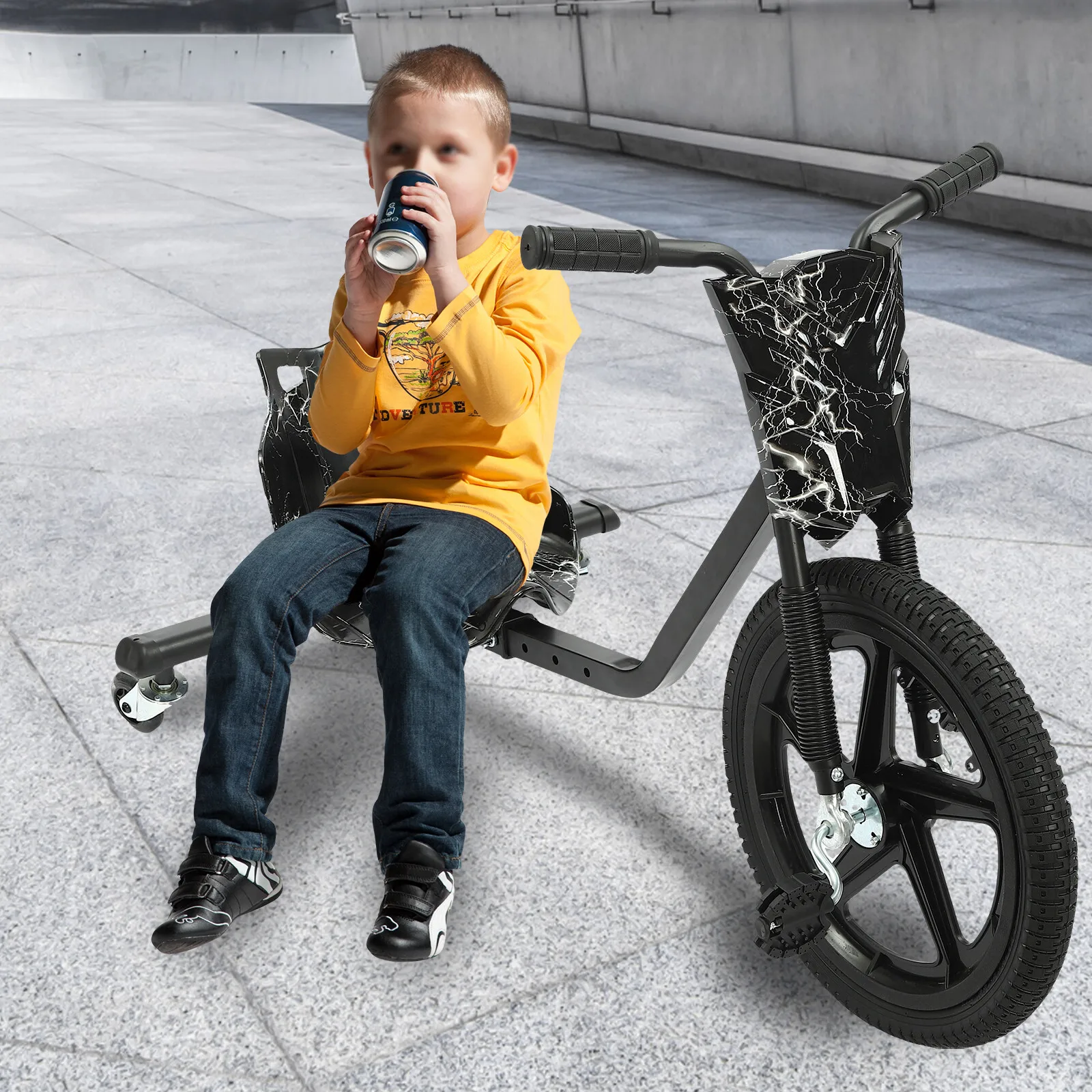 Triciclo Cool Drift para niños con luces LED para ruedas, marco de hierro estable para aventuras al aire libre y diversión de conducción en el vecindario