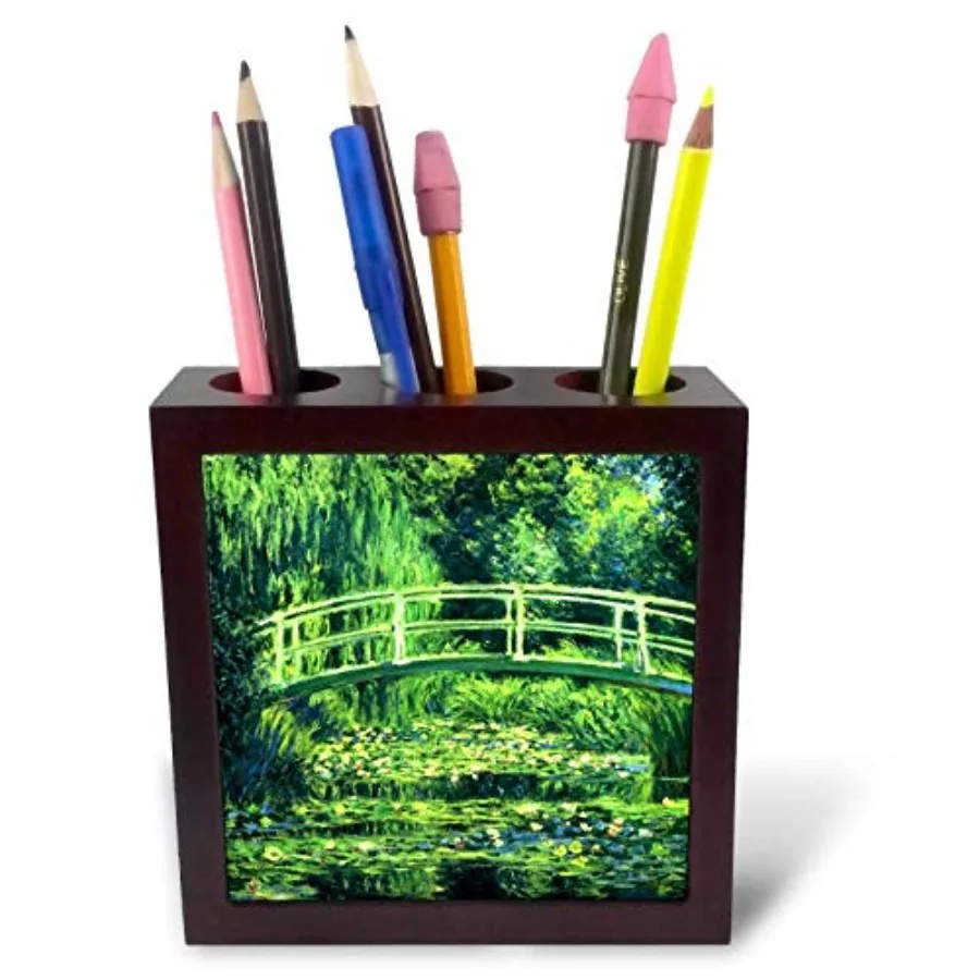 

Tile Pen Holder - Claude Monet - Bridge Over a Pond of Water Lilies - 5-inches ph_303316_1