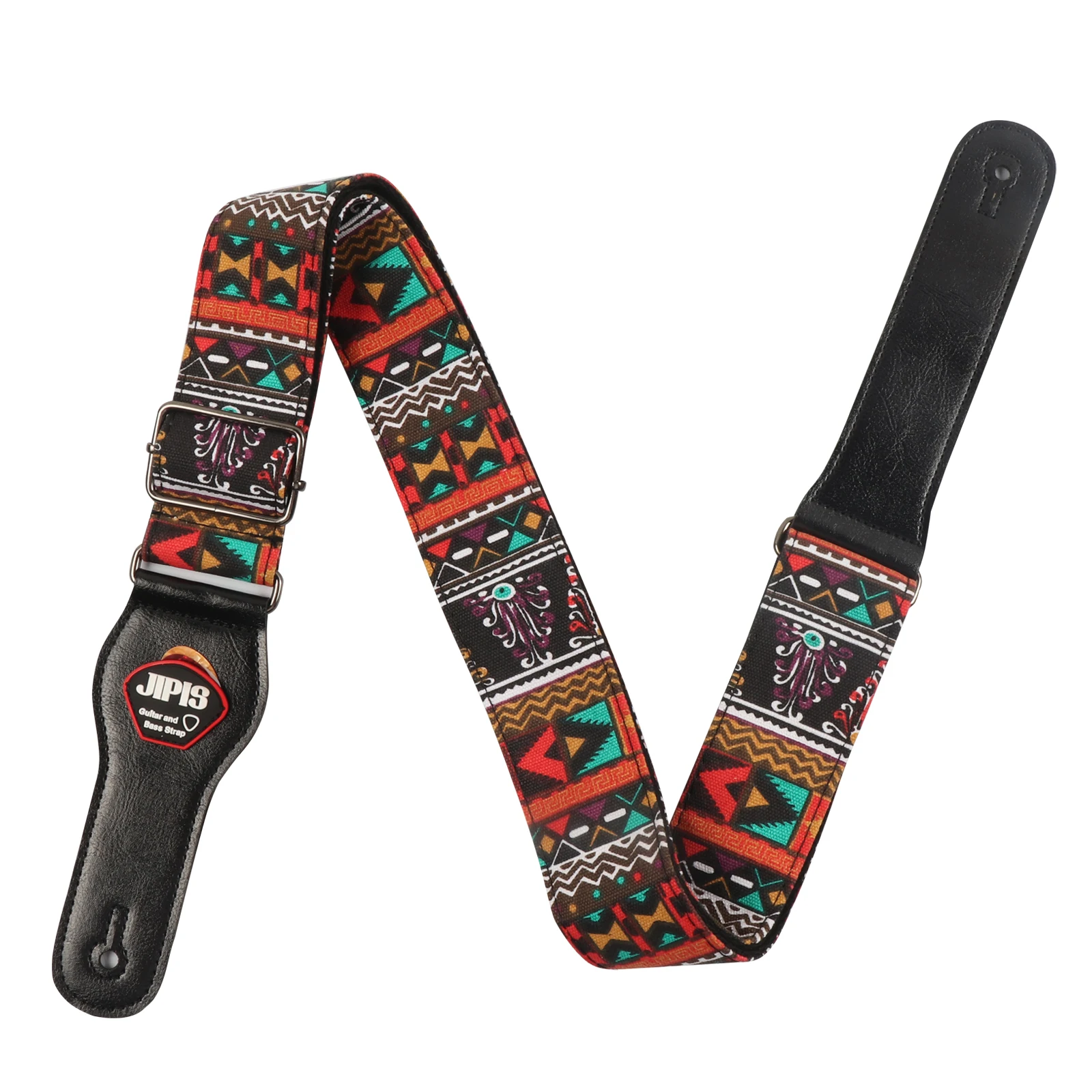 

Guitar Strap-Vintage Woven, For Bass, Electric & Acoustic Guitar,Adjustable Length Cotton Guitar Strap With Leather Ends