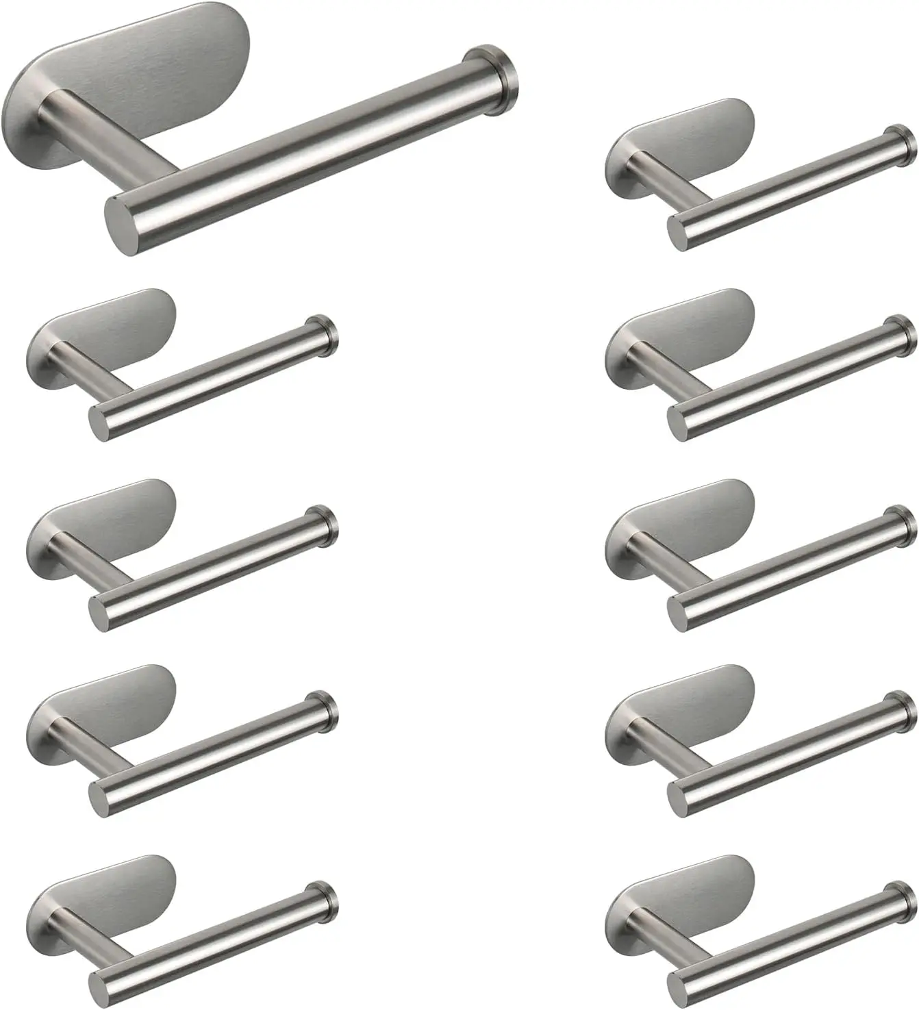 

Самоклеящийся держатель для туалетной бумаги, из толстой нержавеющей стали, устойчивый к ржавчине, без сверления, для ванной и кухни (10 штук, матовый никель)