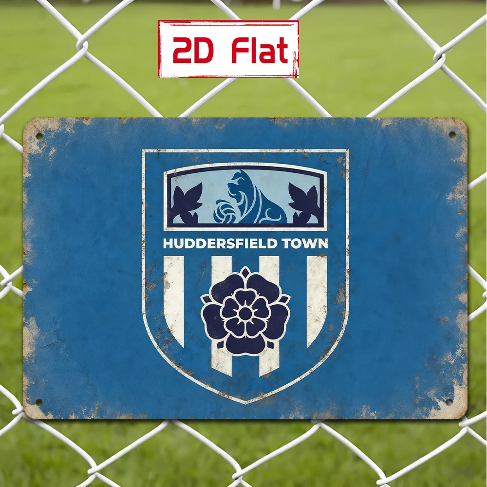 2D Flat, 1pc Huddersfield Town FC Logo Plaque - Lion & Rose Emblem with Huddersfield   Perfect for Room Decor
