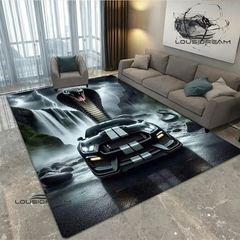Alfombra con estampado de logotipo de coche M-Mustang en 3D, alfombrillas de cocina, alfombra antideslizante, alfombras para exteriores, decoración de dormitorio, regalo de cumpleaños