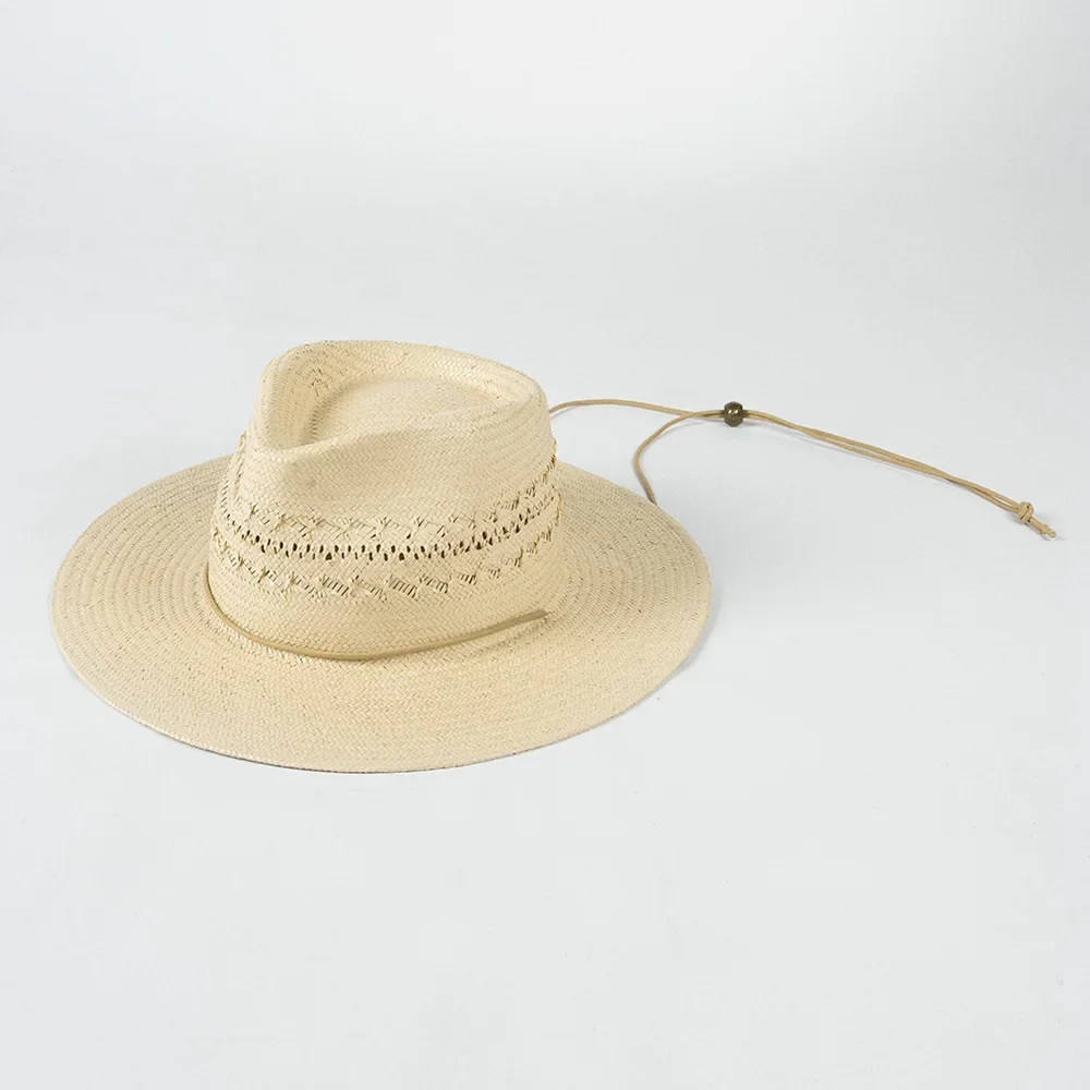 Spring Summer New Fashion Leisure Hollow Pattern Woven Wide Brim Straw Jazz Hat Women Beach Sun Hat