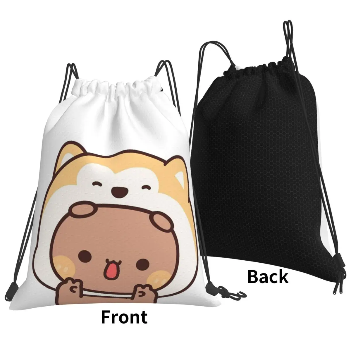Bear And Panda Bubu Dudu Backpacks Fashion Drawstring Bundle Pocket Storage Bag Book Bags for Man Woman School