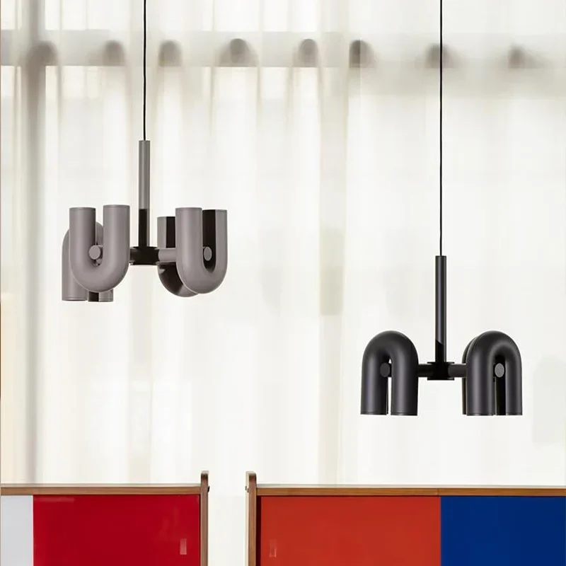 Plafonnier suspendu en plastique de type U, design moderne, éclairage d'intérieur, luminaire décoratif de plafond, idéal pour une salle à manger