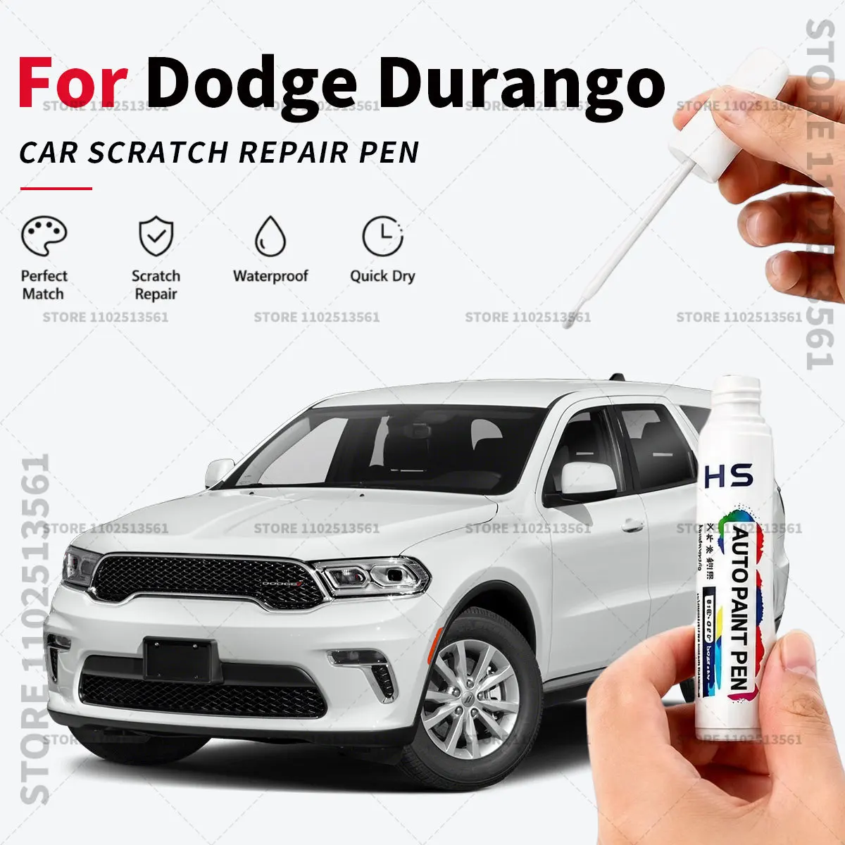 For Dodge Durango black Granite metallic Billet silver white Red Touch Up Paint Pen Quick Repair Car Scratch Chip Paint Brush
