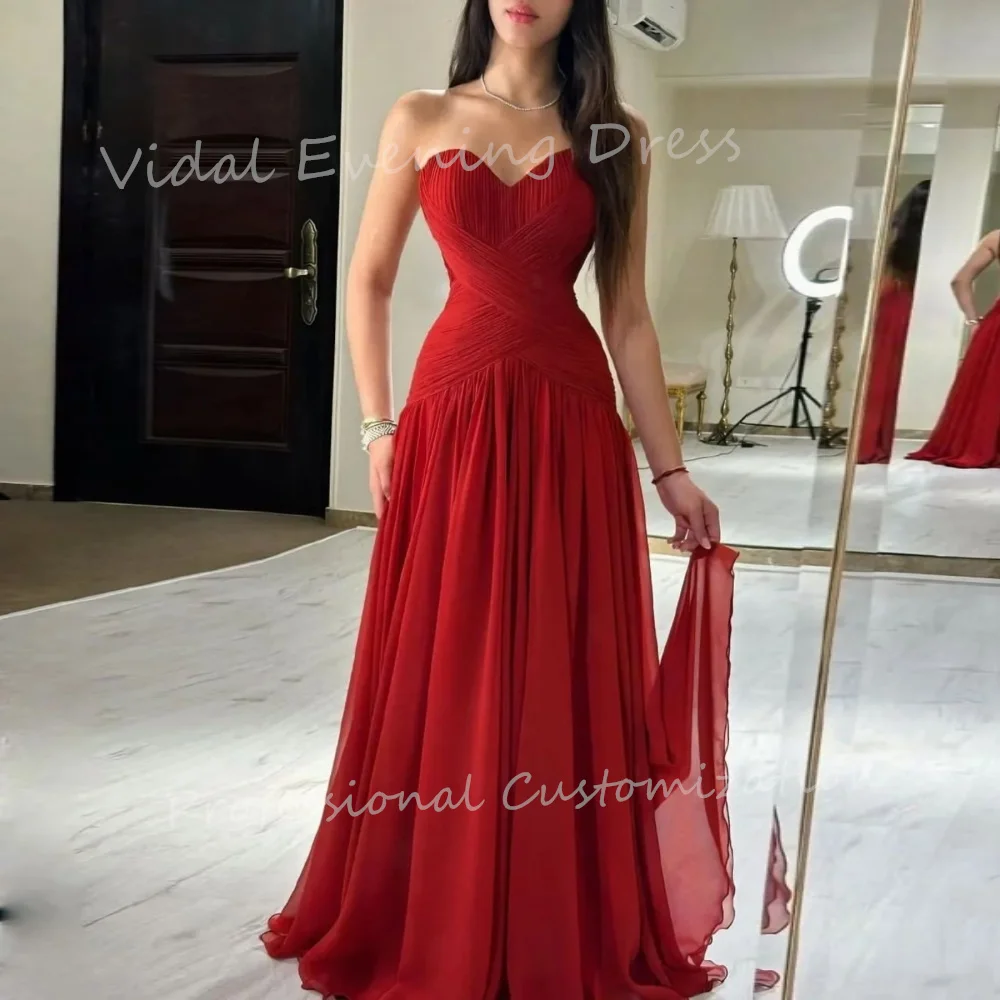 

Vindal Evening dresses Crepe Sleeveless A-line Draped Strapless Elegance Plain Floor-Length Modernstyle High-Quality For Woman