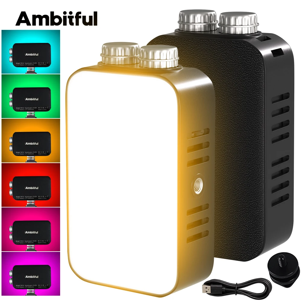

AMBITFUL TF10 LED Fill Light RGB Video Light Portable LED Photography Light Panel for Phone On Camera Tofu Retro Camping Light