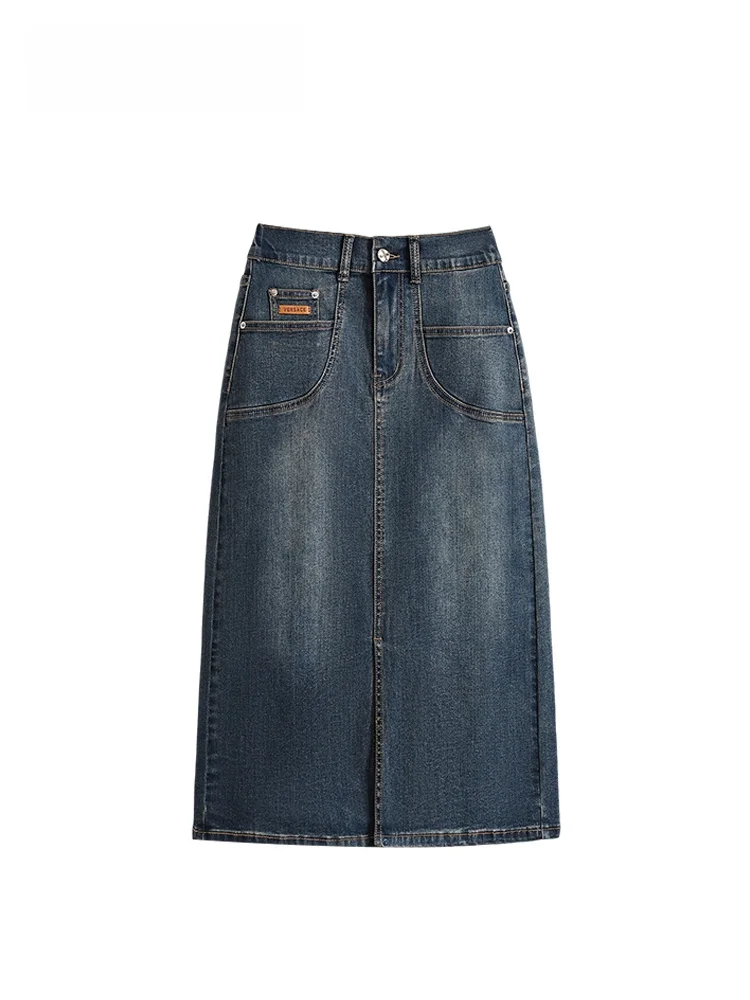 

High Waist A-Line Skirt for plus Size Women Spring New Sle Casual Slimming Trendy Cotton Blend Elastic Fabric