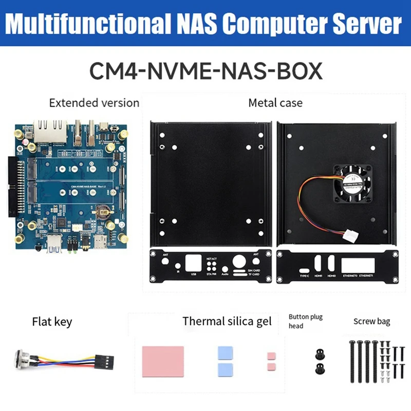 For Raspberry Pi CM4 NAS Mini Computer Multi-Functional Dual-Channel NVME Slots Supports Nano-Slm Card/4G Module Easy To Use