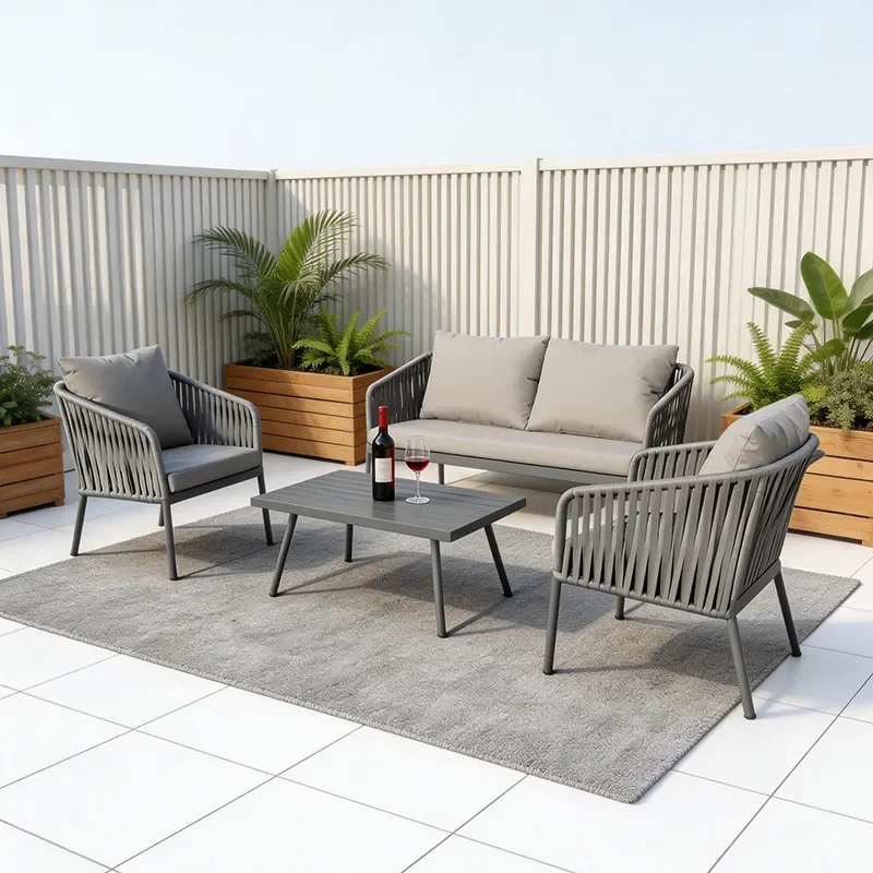 for Nordic Outdoor Table and Chair Set Courtyard Rattan Open Air Leisure Balcony Rattan Chair Three Piece Cafe Bar Chair