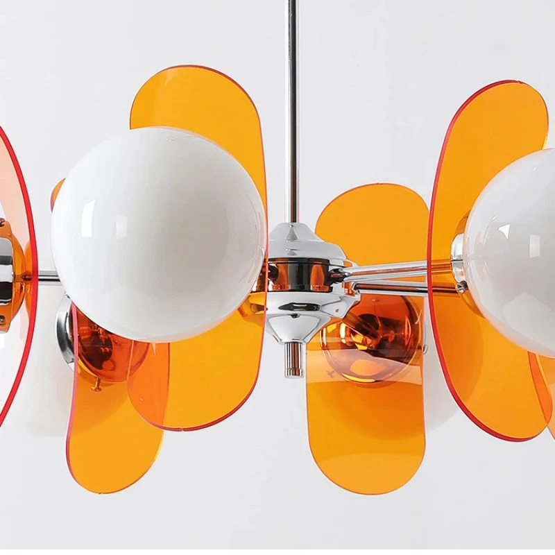 Tayla Indoor Chandelier Retro Bauhaus Pendant lamp for Living Room Restaurant Bedroom hotel Glass ball orange Pendant light