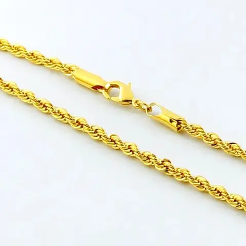 Hot y2k 18K Gold Necklace 3MM Twisted Rope Twist Electroplating Chain for Men Women Wedding Jewelry Gifts 12 best sales remap gold - №5