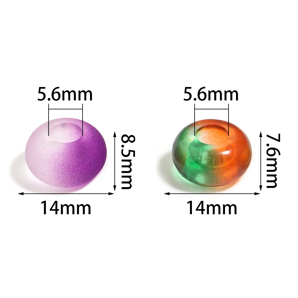 30 Stück zweifarbige Acrylperlen mit großen Löchern, lose Abstandsperlen für DIY-Handarbeiten, Armbänder, Schlüsselanhänger, Schmuckherstellung – Detail 1