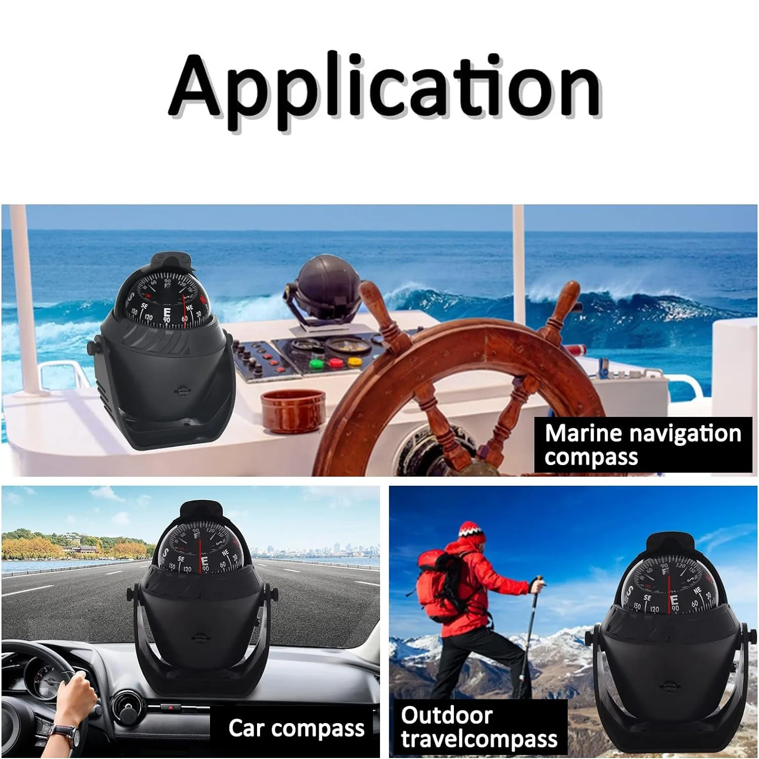 Boat Compass Flush Mount Compass, Marine Compass Dashboard, Dashboard Compass for Boat Car, Illuminated Dash Surface Mount