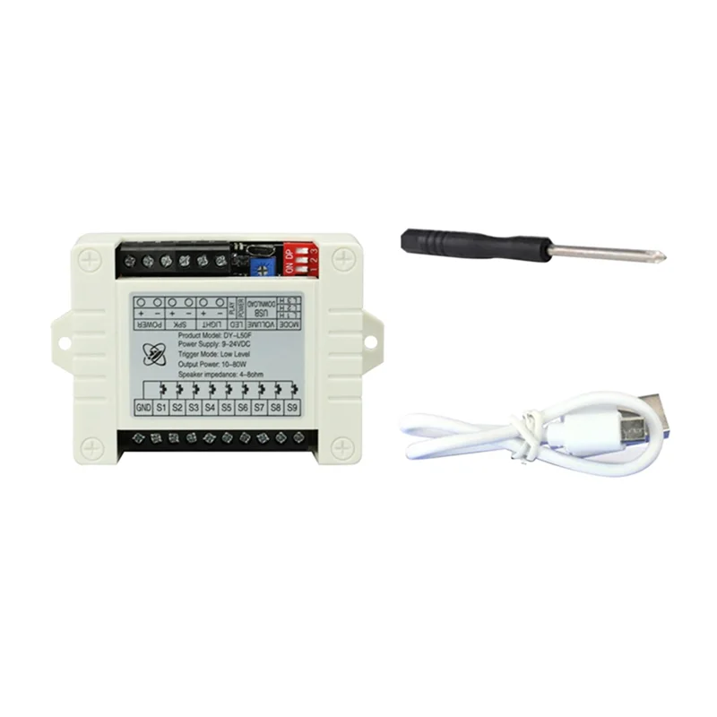 24V High Power Voice Broadcast Prompt Module High and Low Level Trigger 1-To-1MP3 Multifunctional Playback Module,