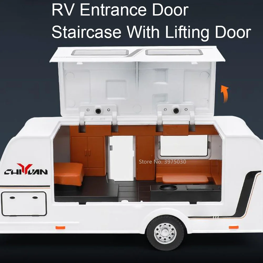 1:32 Legering Rolls Royce Cullinan Reizen Trailer Miniatuur Auto Speelgoed Modellen Geluid Licht Motor Home Voertuigen Perfecte Cadeaus voor Jongens