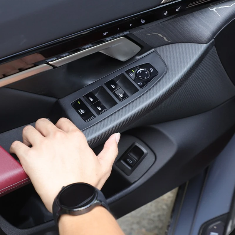 

metyoucar For BMW 5 Series G60 2024-2025 Real Carbon Fiber Car Window Lift Frame Inner Door Handle Protect Trim Car Accessories
