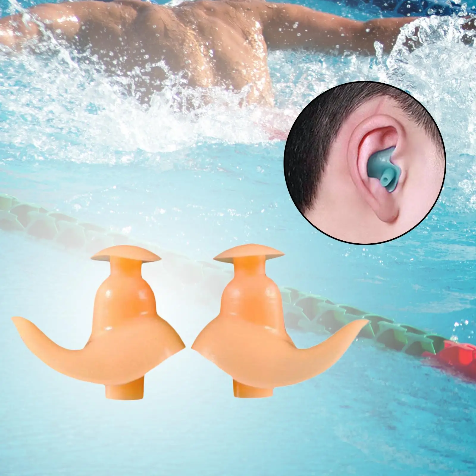 2-6pack Soft Silicone Swimming Ear Plugs Waterproof Work Swimmer Anti