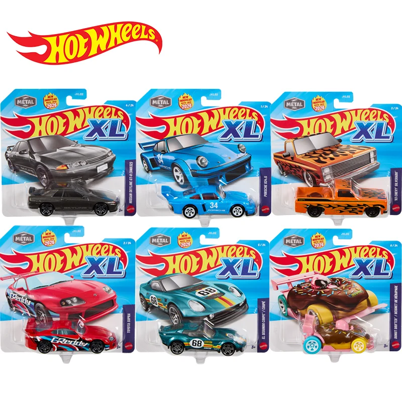 

1:43 Mattel 2026 Hot Wheels XL Supra Porsche Chevy Nissan автомобиль, металлические литые модели автомобилей с большой шкалой, JKL02, новинка