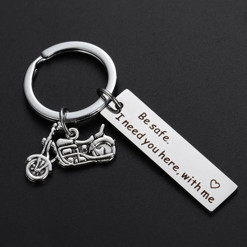 Stainless Steel Keyring Keychain Personalized Pendant Dad Boyfriend Gifts Drive Safe Keyring I Need You Here with me for Men