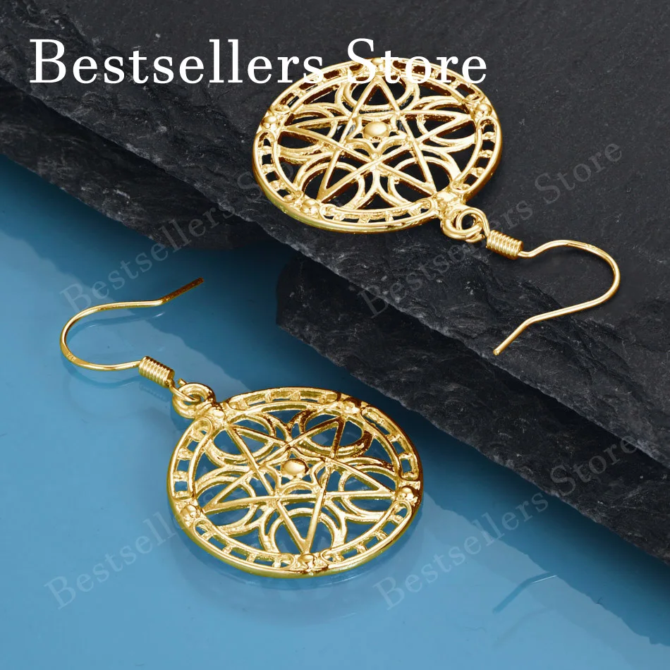 Exquisite 18K Gold-Plated Openwork Star of David Earrings – Stylish Jewelry for Women's Weddings and Parties