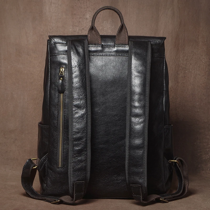 GURO الرجال حقيبة ظهر من الجلد الطبيعي سعة كبيرة 16 بوصة حقيبة لابتوب خمر الأعمال عادية رفرف مشبك دائم حقائب العمل السفر #3