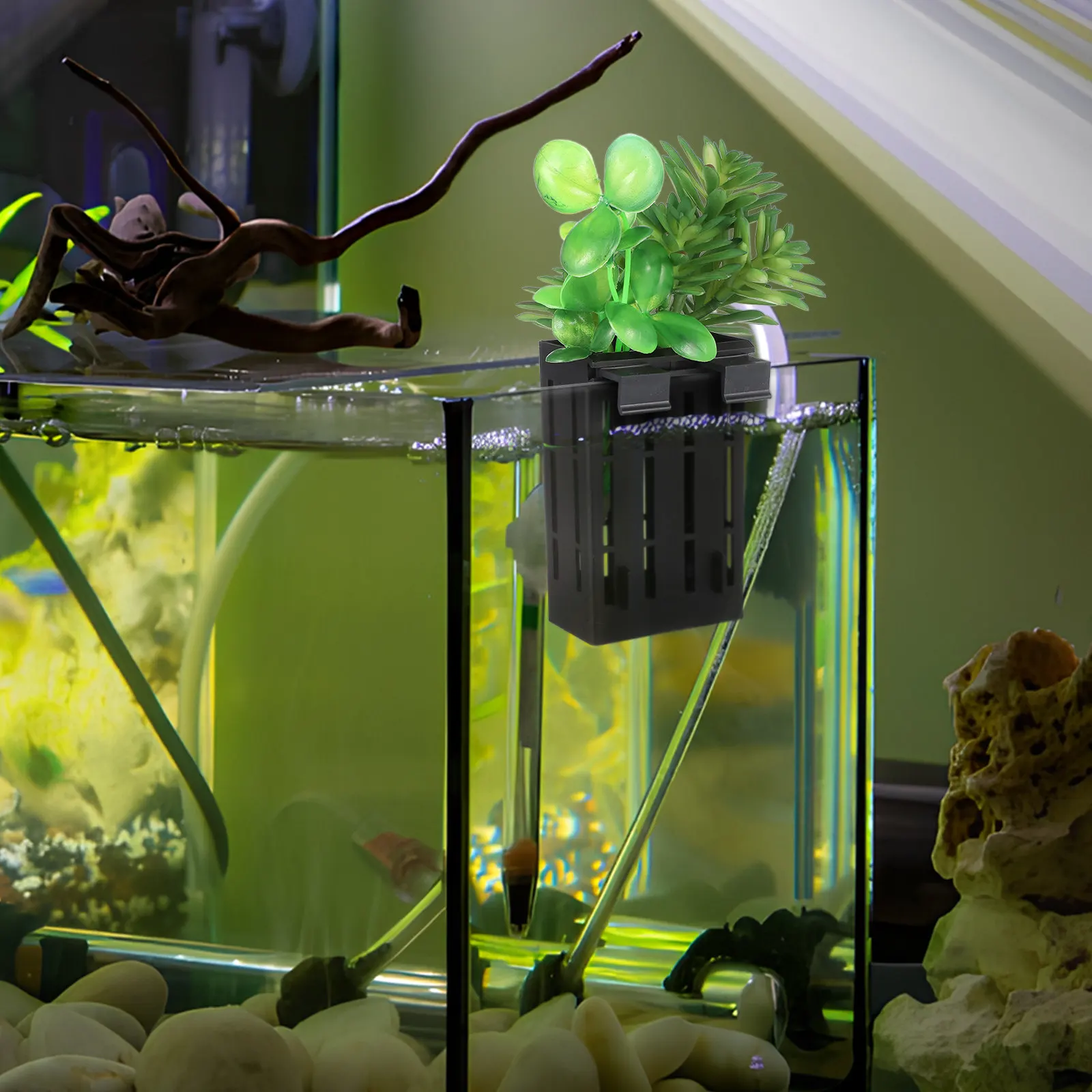 

10 шт. подвесных пластиковых кашпо для аквариума, держатели для живых растений, аксессуары для аквариумных растений, корзины для акваскейпинга