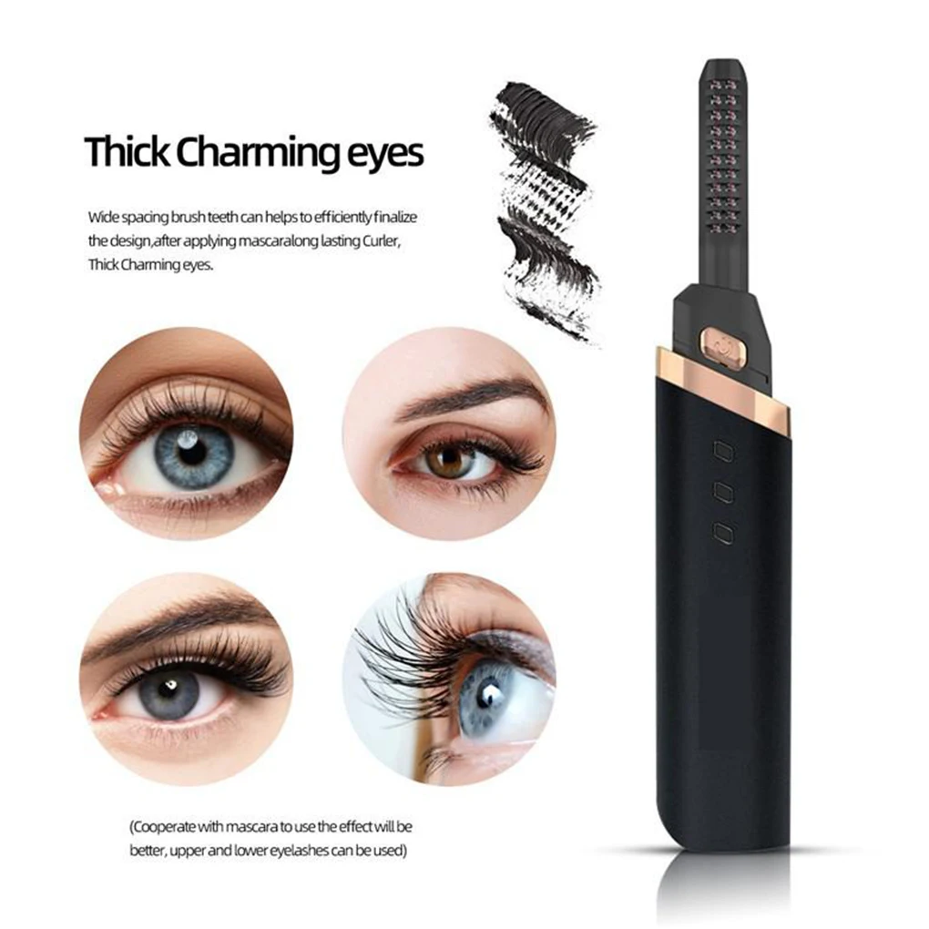 Electric Heated Eyelash Curler USB Rechargeable Eyelashes Curler 3 Mode Quick Heating Natural Eyelash Curler Long Lasting Makeup images - 6