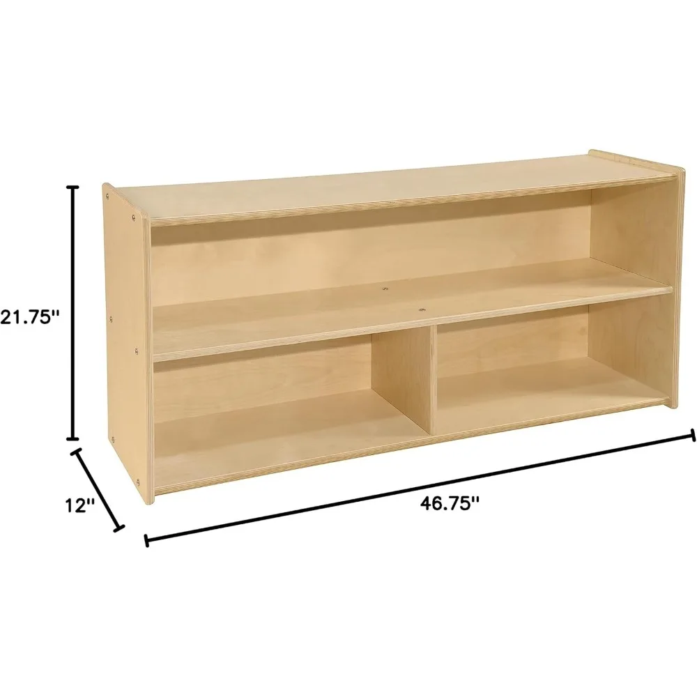 2-Shelf Kids Bookshelf & Toy Storage Organizer | 3-Section Montessori Shelves for Home & Classroom Organization & Storage