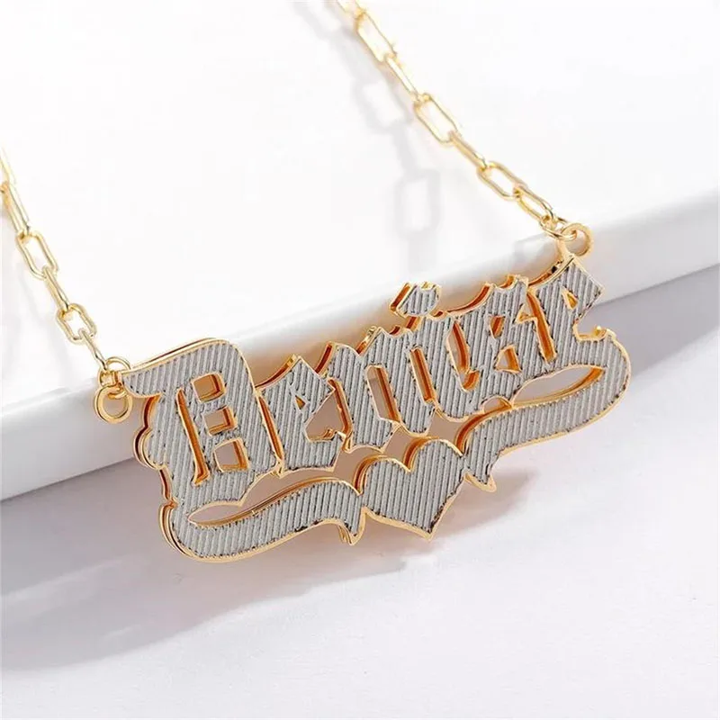 Op Maat Gemaakte Kunst Lettertype Kraag Unisex Decoratie Leven Gepaarde Hangers Cool Dames Bruid Zus Dubbeldeks Mooie Best Verkochte