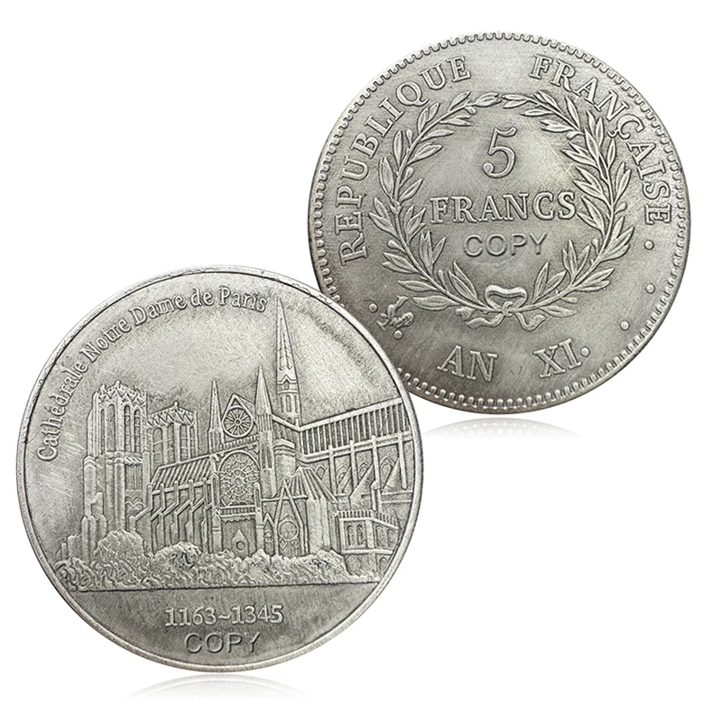 

Notre Dame De Paris 1163-1345 Commemorative Coin Collection 5 Francs Home Decoration Crafts Souvenirs Desktop Ornaments Gifts