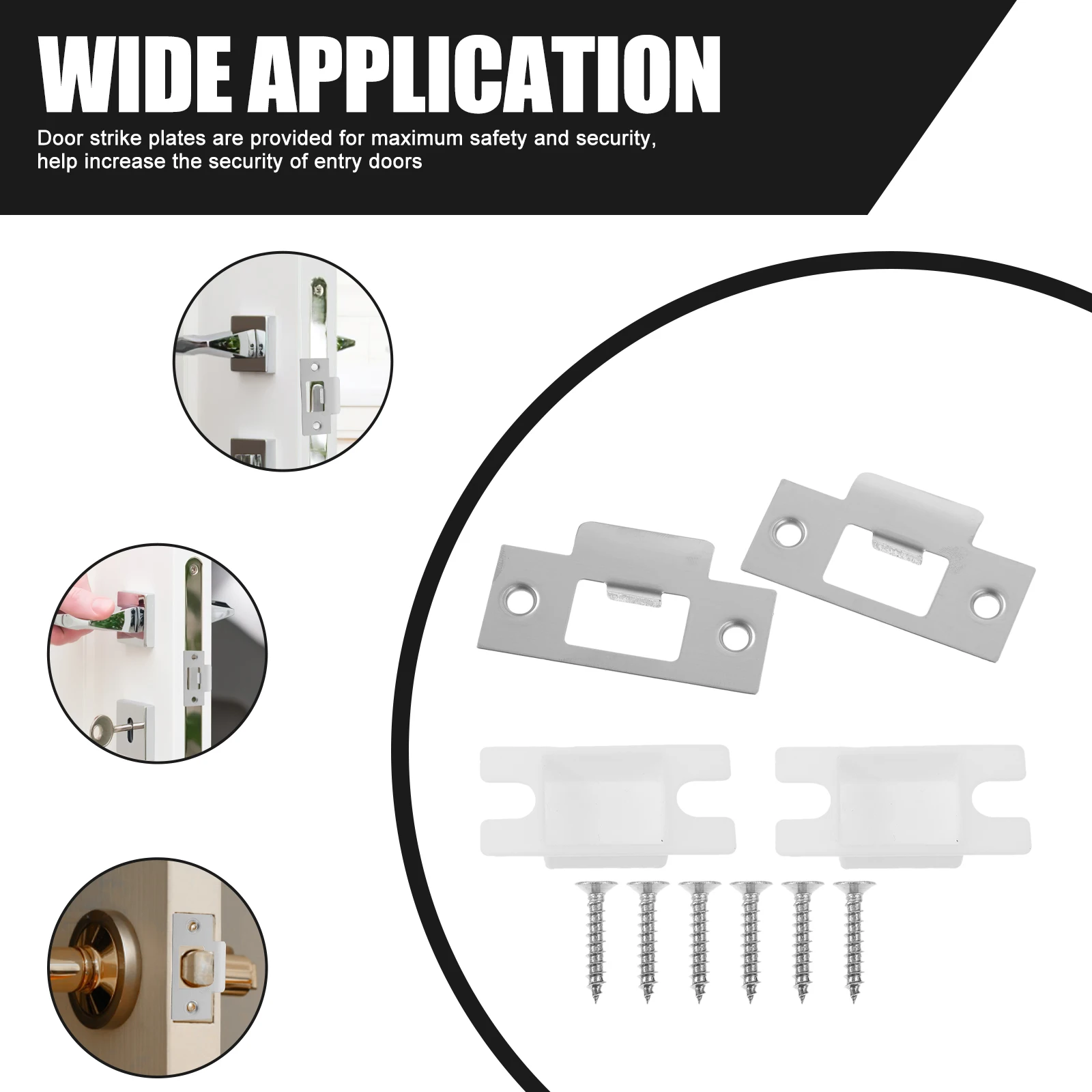 

2 Sets Stainless Steel Deadbolt Strike Plates Door Reinforcement Kit Durable Door Covers Plate Covers For Interior Exterior