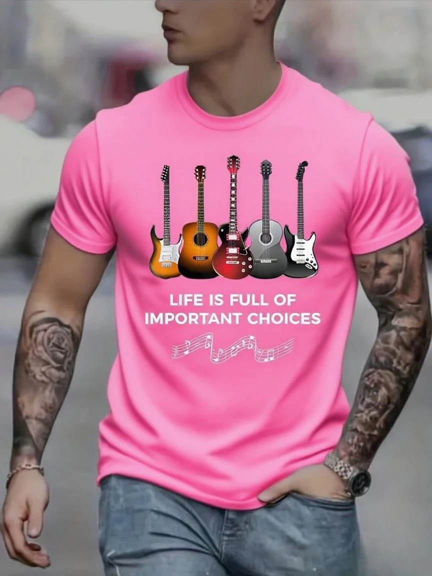 تي شيرت كاجوال بأكمام قصيرة ورقبة دائرية مطبوع على الموضة للرجال #2