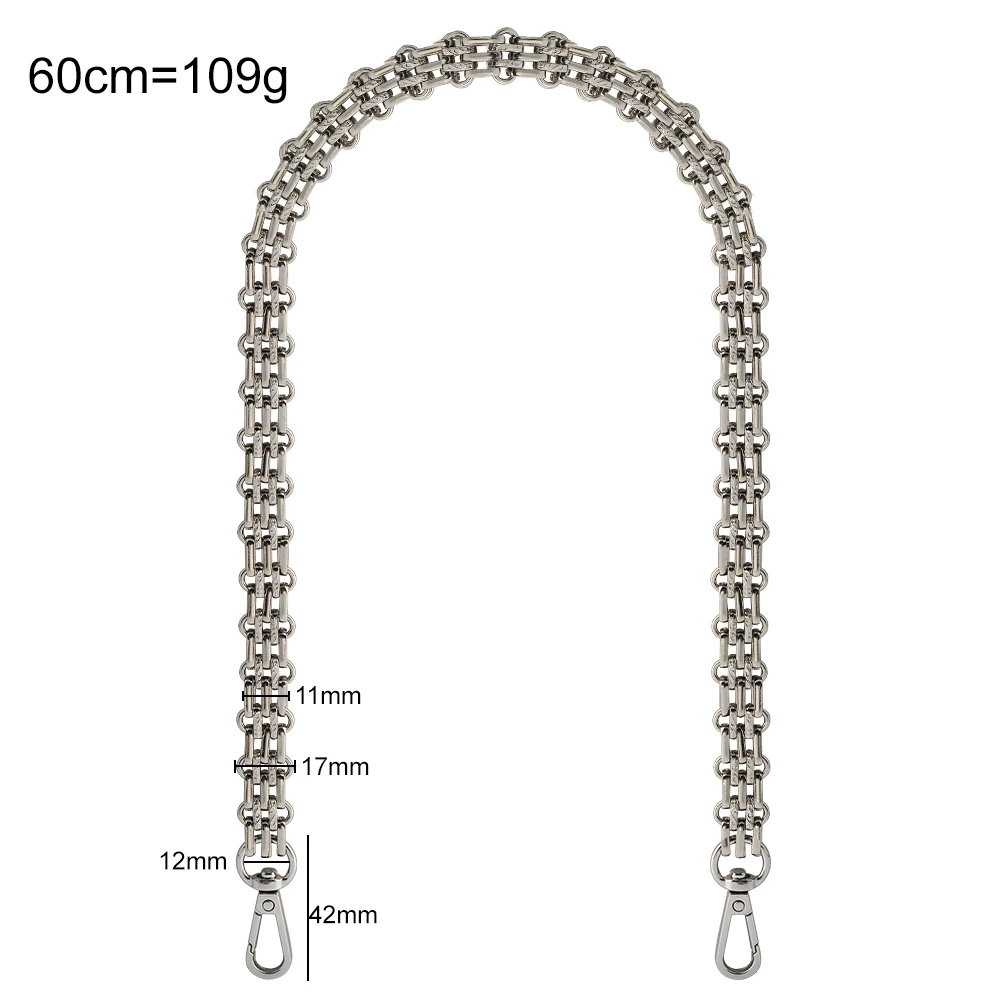 1/3/10PCS 17mm Wide 30-60-120CM Aluminium Handbag Chains For Women Bags Crossbody Shoulder Belt Handle Wrap Chain Accessories