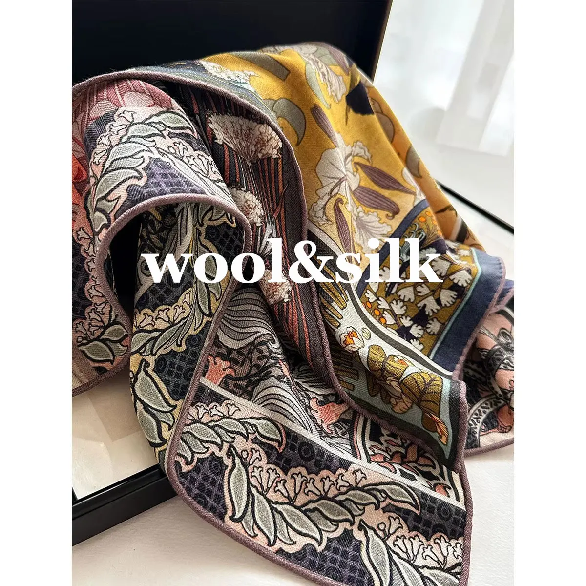 

Brand 82% wool 18% Real Silk Scarf for Women Shawls Wraps Foulard high quality Scarves Pashmina Female Hijab Bandana bufanda
