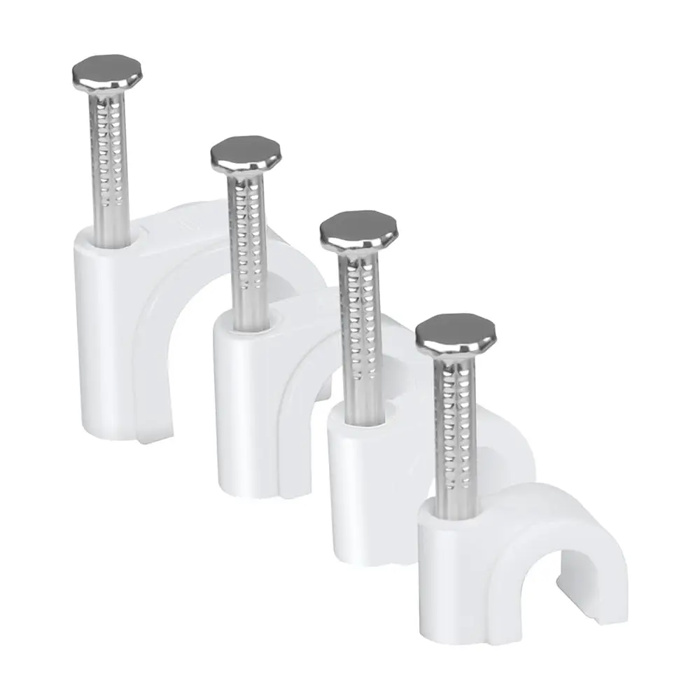 

120pcs Cable Clips 5/6/8/10mm Cable Nail Clips Cable Tacks Coaxial Nail Clamps for Cable Cord Management RG6 RG59 CAT5 CAT6