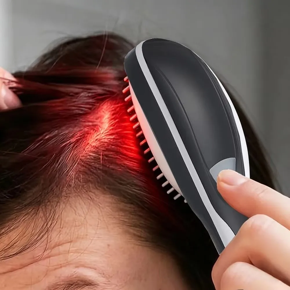 Ultrasonic Vibration Scalp Massager Red Light Blue Light Anion Spray Electric Hair Comb Anti Hair Loss Atomizing Comb